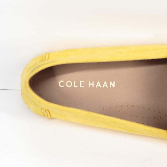 COLE HAAN‎ Evelyn Bow Driving Loafer Suede Preppy Classic Butter Yellow Sz 7.5 - Picture 7 of 9